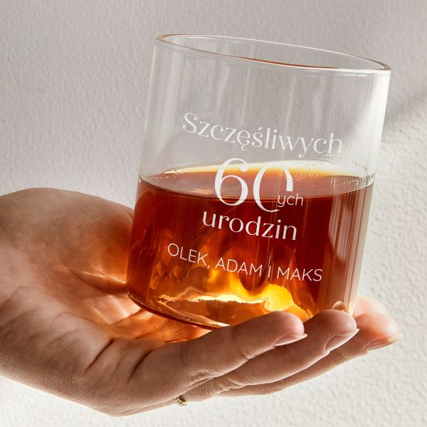 Personalizowana szklanka do whisky PREZENT NA 60 URODZINY