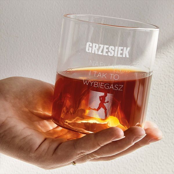 Grawerowana szklanka do whisky UPOMINEK DLA BIEGACZA