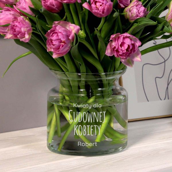 Grawerowany wazon na kwiaty szklany PREZENT DLA  ŻONY