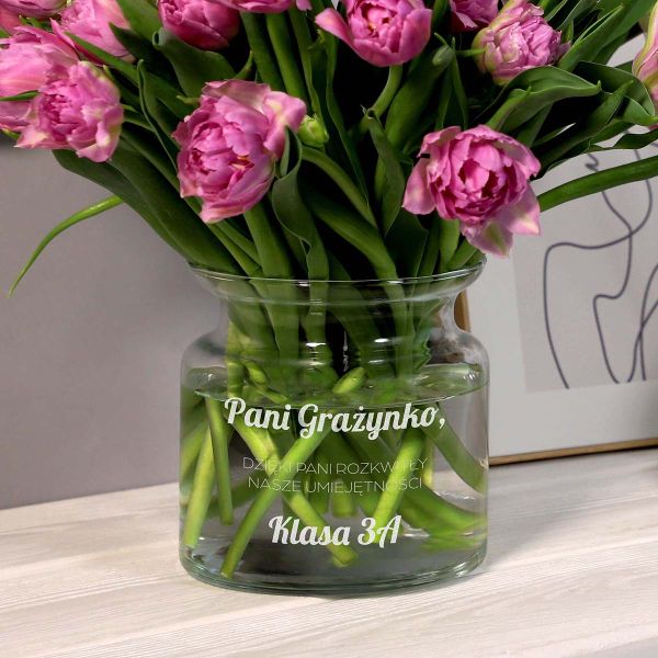 Grawerowany szklany wazon PREZENT DLA NAUCZYCIELKI