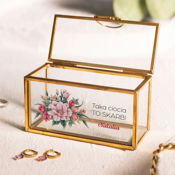 Mini szkatułka na biżuterię złota personalizowana DLA CIOCI