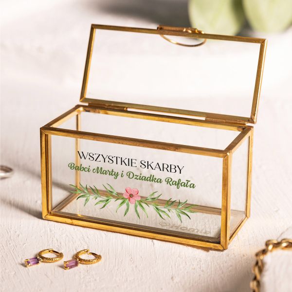 Personalizowana mini szkatułka na biżuterię złota DLA DZIADKÓW
