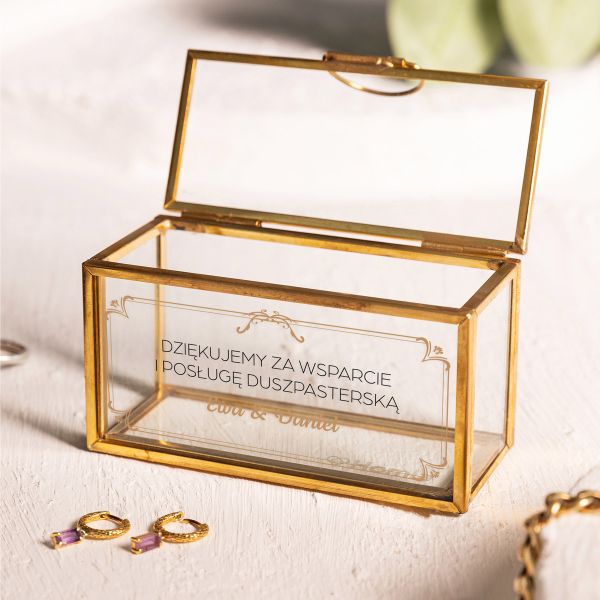 Złota szkatułka na biżuterię mini personalizowana DLA KSIĘDZA