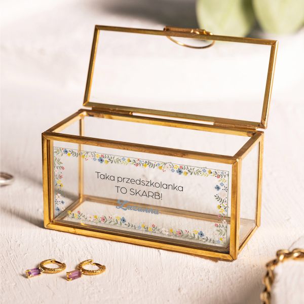 Personalizowana złota szkatułka na biżuterię mini DLA PRZEDSZKOLANKI