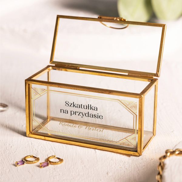Szkatułka na biżuterię mini złota personalizowana NA PARAPETÓWKĘ