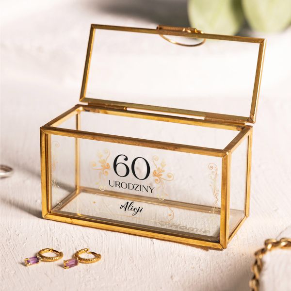 Personalizowana mini szkatułka na biżuterię złota NA 60