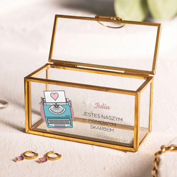 Personalizowana szkatułka na biżuterię mini złota DLA SEKRETARKI