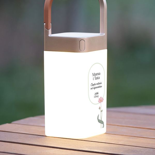 Personalizowana lampka LED przenośna PREZENT DLA RODZICÓW złota 20 cm 