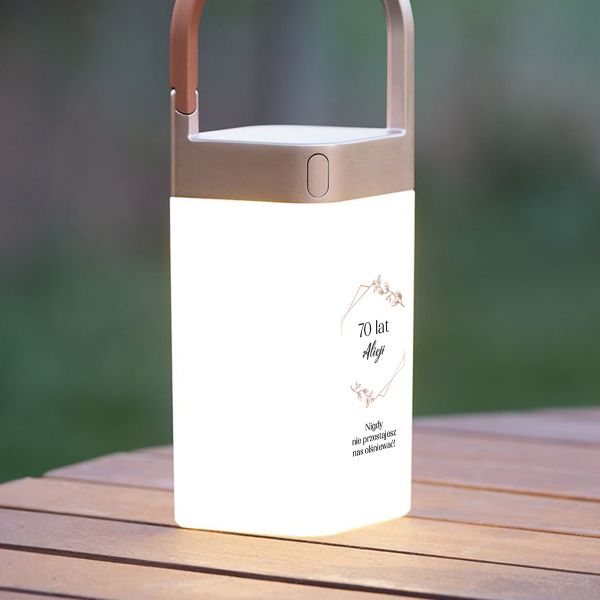 Personalizowana lampka LED przenośna PREZENT URODZINOWY złota 20 cm 