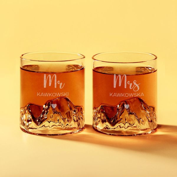 Personalizowany zestaw szklanek do whisky 2 szt. UPOMINEK DLA PARY MŁODEJ