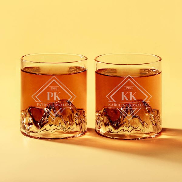 Personalizowany zestaw szklanek do whisky 2 szt. Z GRAWEREM I INICJAŁAMI
