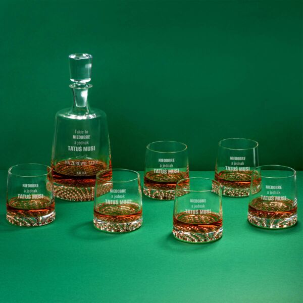 Personalizowany zestaw do whisky Krosno 7 el. PREZENT DLA TATY z grawerem