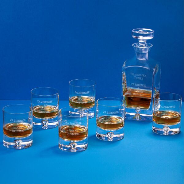 Personalizowany zestaw do whisky Krosno 7 el. z grawerem PREZENT DLA DZIADKA