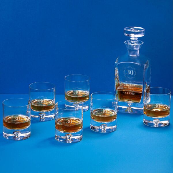 Grawerowany zestaw do whisky Krosno 7 el. PREZENT Z OKAZJI 30 URODZIN