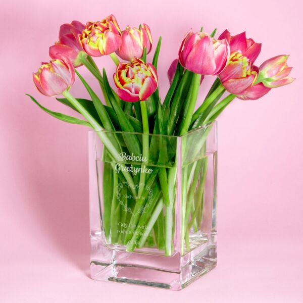 Grawerowany wazon na kwiaty 15 cm PREZENT DLA BABCI