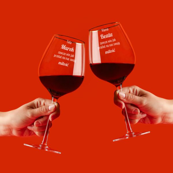 Zestaw kieliszków do wina 2 szt. PREZENT DLA RODZICÓW z personalizacją