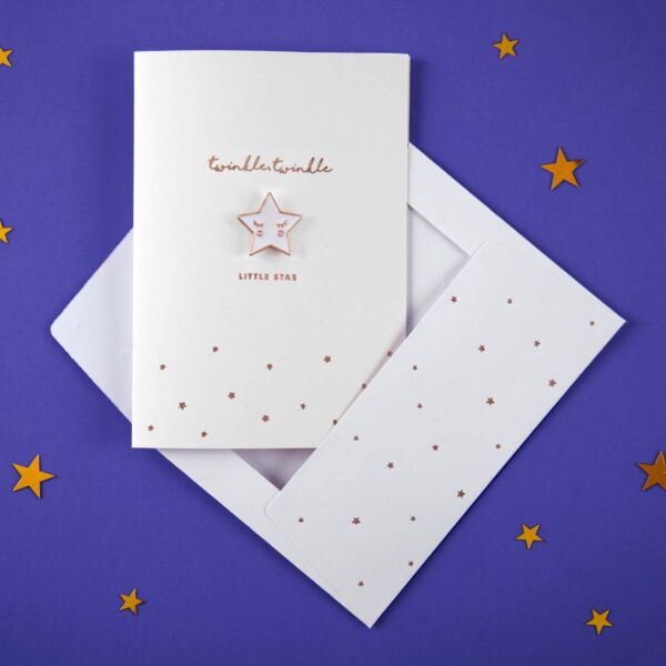 Kartka z pinem w kształcie gwiazdki LITTLE STAR