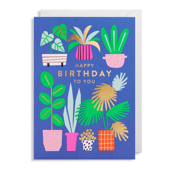 Kartka urodzinowa HAPPY BIRTHDAY w tropikalne rośliny