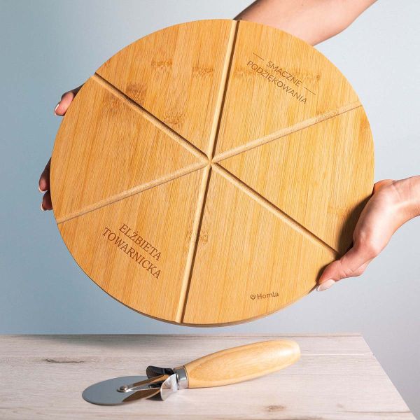 Grawerowana deska z nożykiem do serowania pizzy PREZENT FIRMOWY