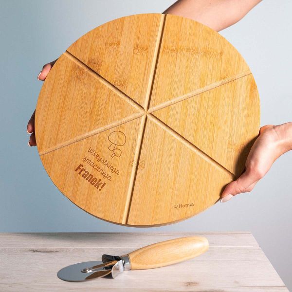 Deska z nożykiem do serwowania pizzy personalizowana DLA GRZYBIARZA
