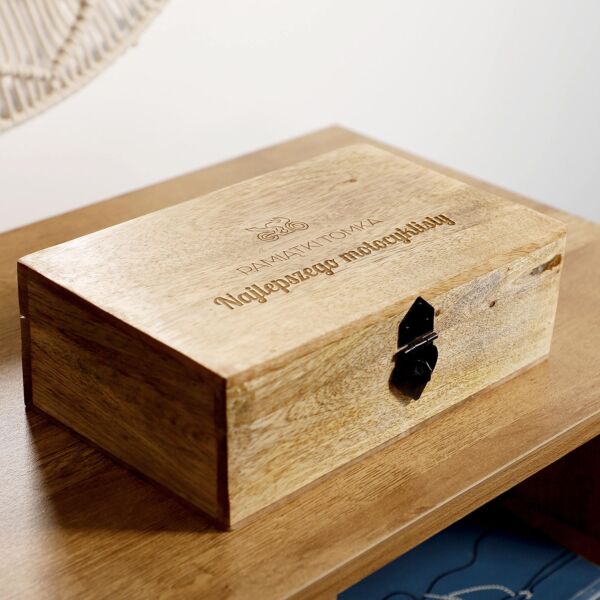 Personalizowana szkatułka drewniana 22x14x8 cm PREZENT DLA MOTOCYKLISTY