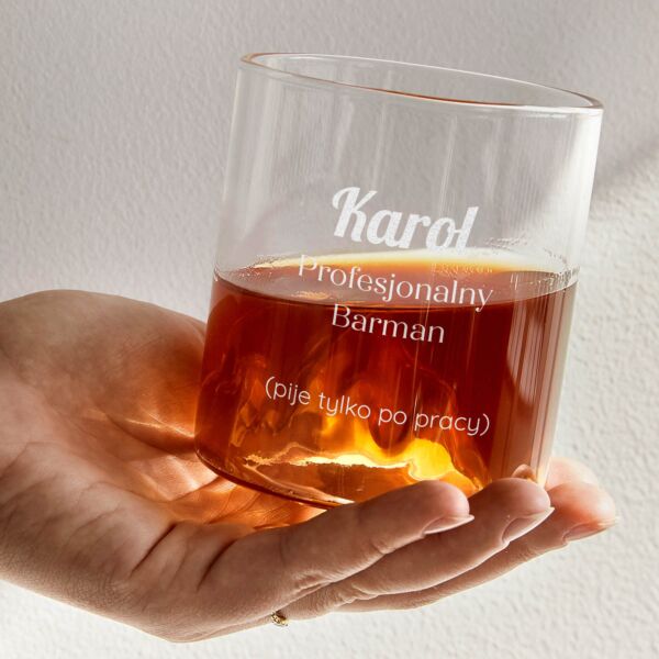 Szklanka do whisky z personalizacją UPOMINEK DLA BARMANA