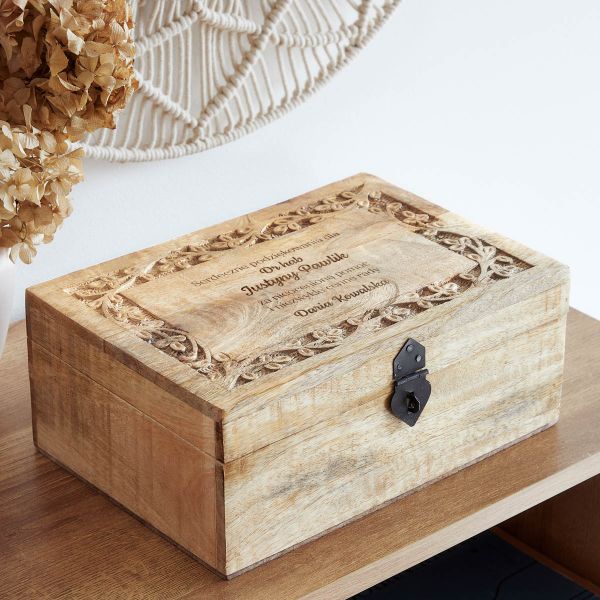 Duża drewniana szkatułka PODZIĘKOWANIA DLA PROMOTORA