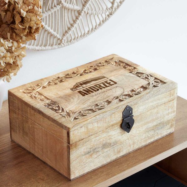 Duże Drewniane pudełko z grawerem PREZENT DLA BARMANA