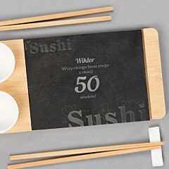 Grawerowany zestaw do sushi 30x14 cm PREZENT NA 50 URODZINY