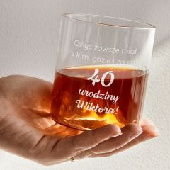 Szklanka do whisky z grawerem PREZENT NA 40 URODZINY