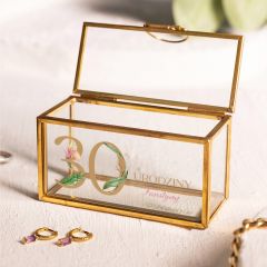 Złota mini szkatułka na biżuterię personalizowana NA 30 