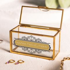 Szkatułka na biżuterię mini złota z personalizacją PREZENT BIZNESOWY