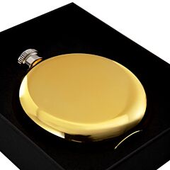 Okrągła piersiówka złota z personalizacją URODZINOWY PREZENT DLA NIEGO