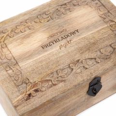 Duża drewniana szkatułka na biżuterię PREZENT Z WŁASNYM NAPISEM