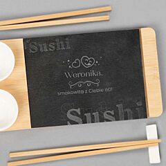 Grawerowany zestaw do sushi 30x14 cm PREZENT NA 60 URODZINY