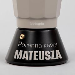 Personalizowana kawiarka 6 cup czarno-szara PREZENT IMIENINOWY