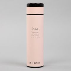 Różowa butelka termiczna z personalizacją UPOMINEK DLA CÓRKI