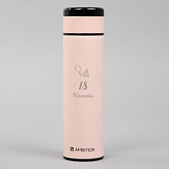 Personalizowana różowa butelka termiczna PREZENT NA 18