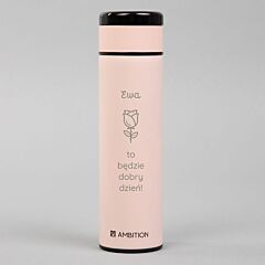 Personalizowana różowa butelka termiczna PREZENT NA DZIEŃ KOBIET