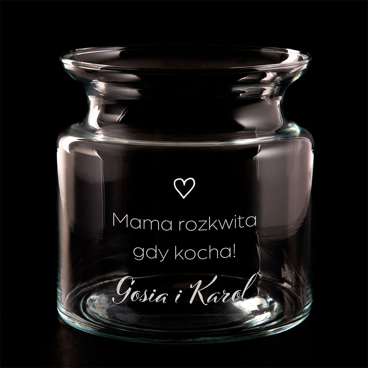Szklany wazon dekoracyjny z grawerem UPOMINEK NA DZIEŃ MAMY