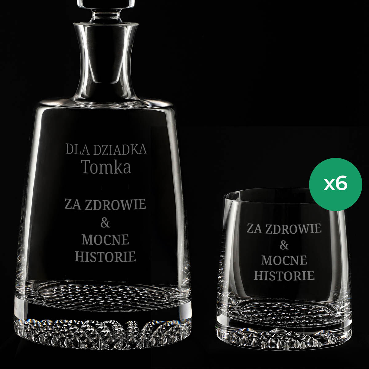 Grawerowany zestaw do whisky Krosno 7 el. z personalizacją PREZENT DLA DZIADKA