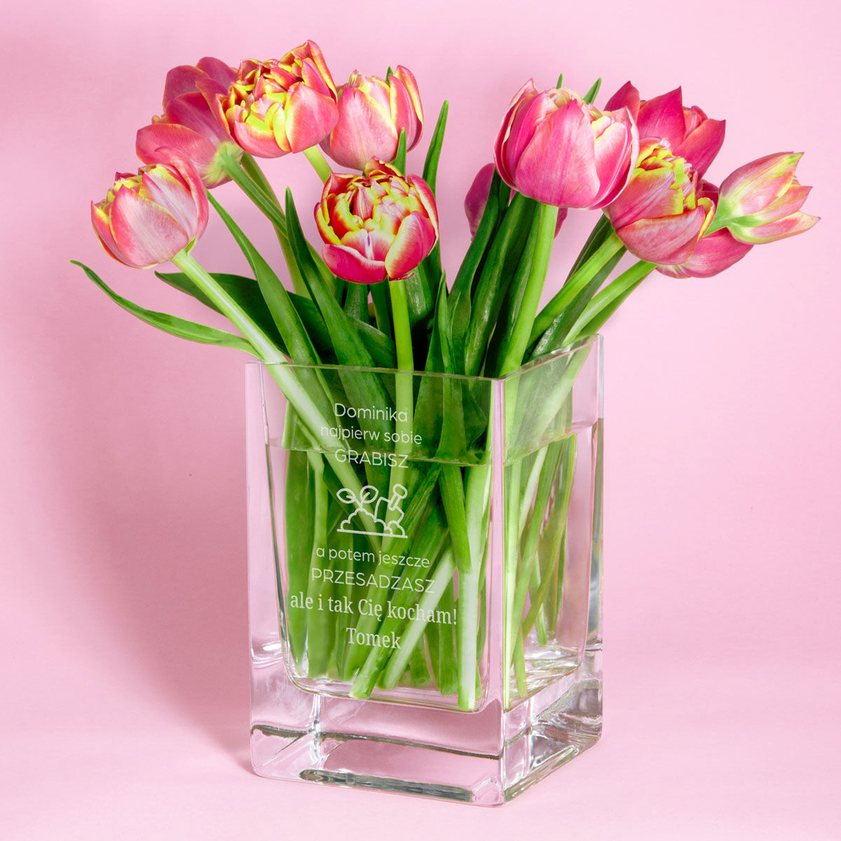 Grawerowany wazon na kwiaty 15 cm PREZENT DLA OGRODNIKA