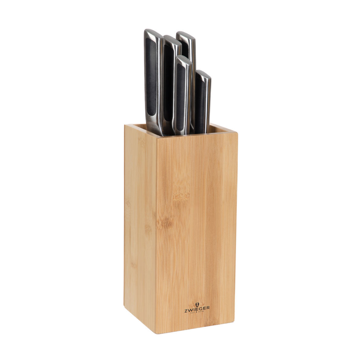 Personalizowany zestaw noże z blokiem bambusowym 6 el. UPOMINEK DLA KUCHARZA