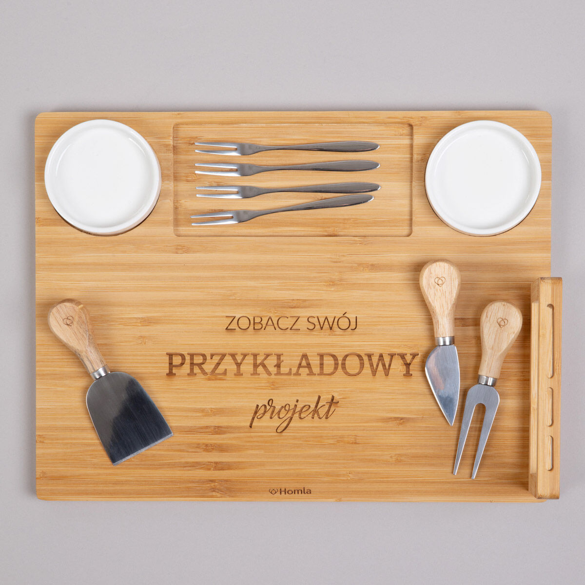 Deska do serwowania z miseczkami i nożykami personalizowana PREZENT DLA ŻONY