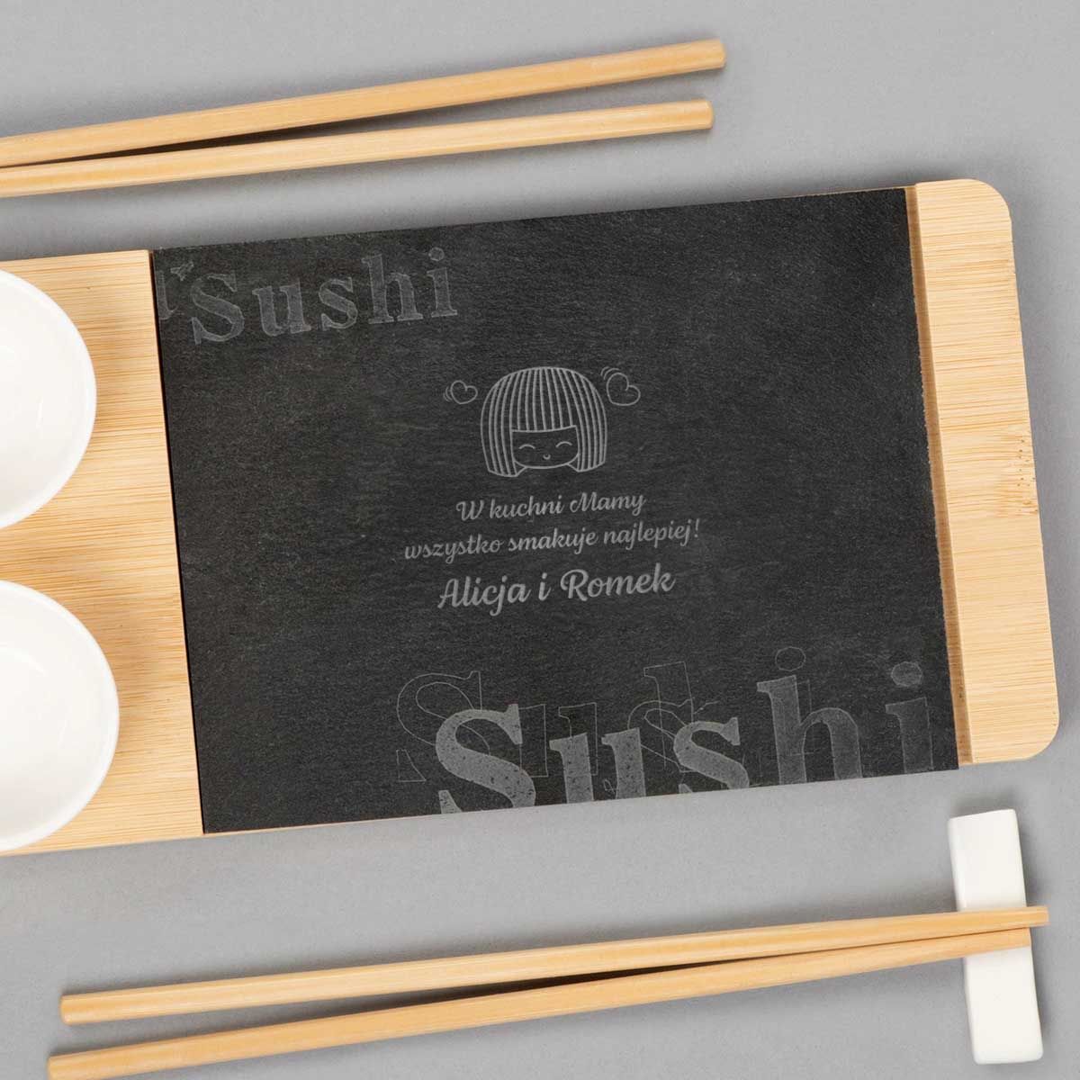 Zestaw do sushi grawer na kamieniu 30x14 cm PREZENT DLA MAMY