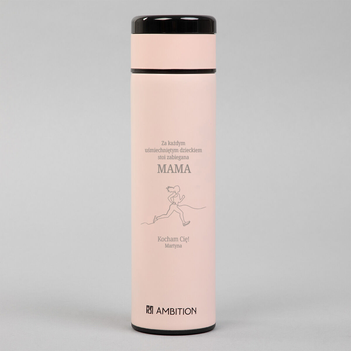 Personalizowana różowa butelka termiczna PREZENT DLA MAMY